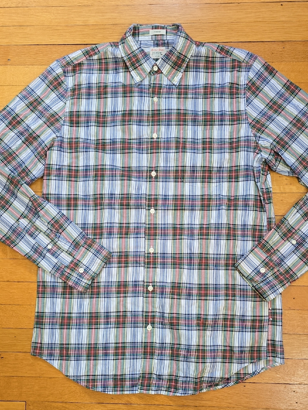 J.Crew, Secret Wash Plaid Long Sleeve Shirt, Multicolor, EUC, Men's MT